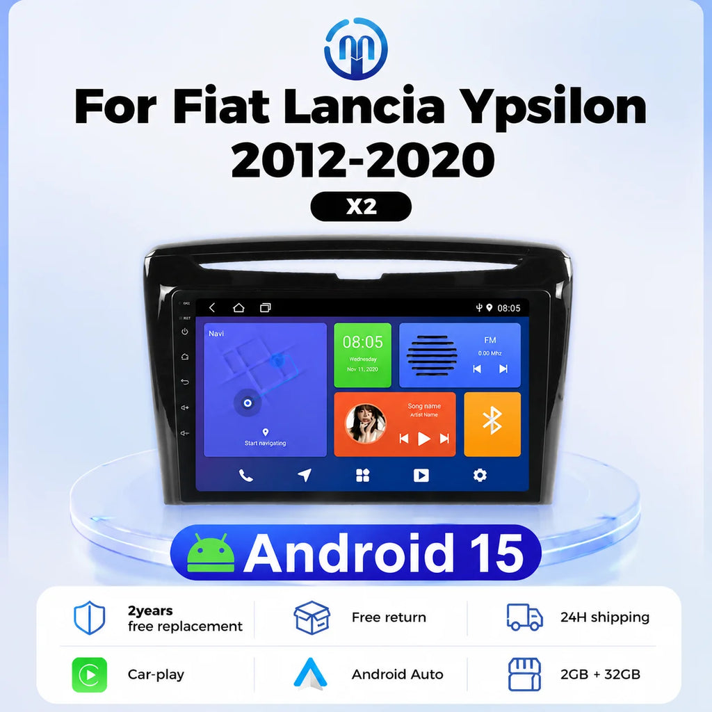 Wireless Carplay Android Auto 9inch Car Radio For Fiat Lancia Ypsilon 2012-2020 Multimedia