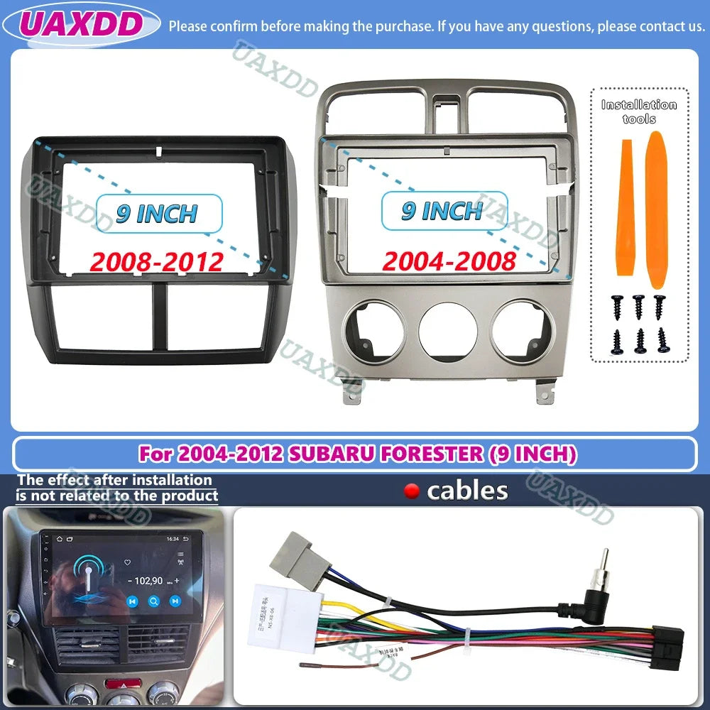 For 2004-2012 SUBARU FORESTER 9INCH 2 Din Car stereo radio Android frame panel fascia cabl