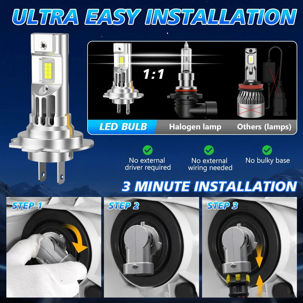 H7 Motorcycle LED Headlight Bulb With Fan 30000LM High Power 1:1 Design For Kawasaki VERSY