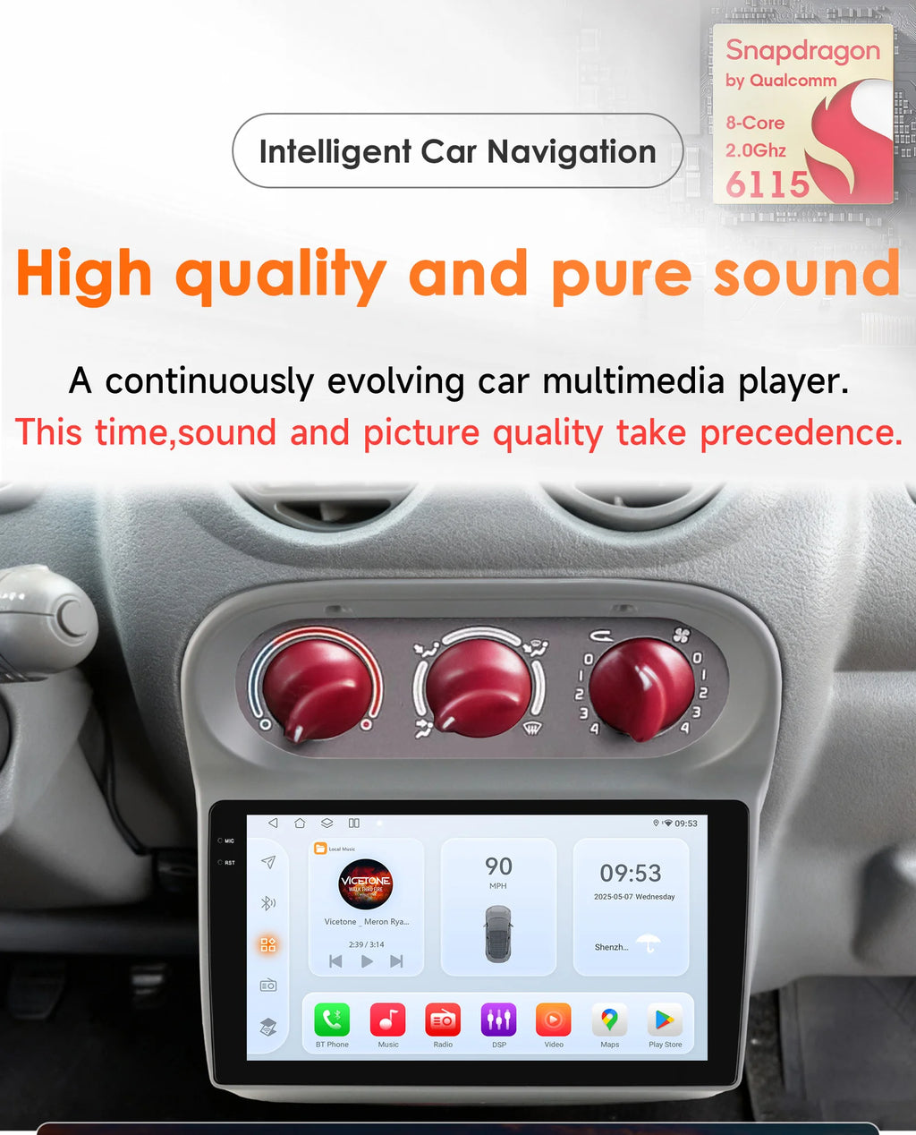2DIN Android 14 Car radio For Renault Twingo 2005-2013 multimedia player by Snapdragon 611