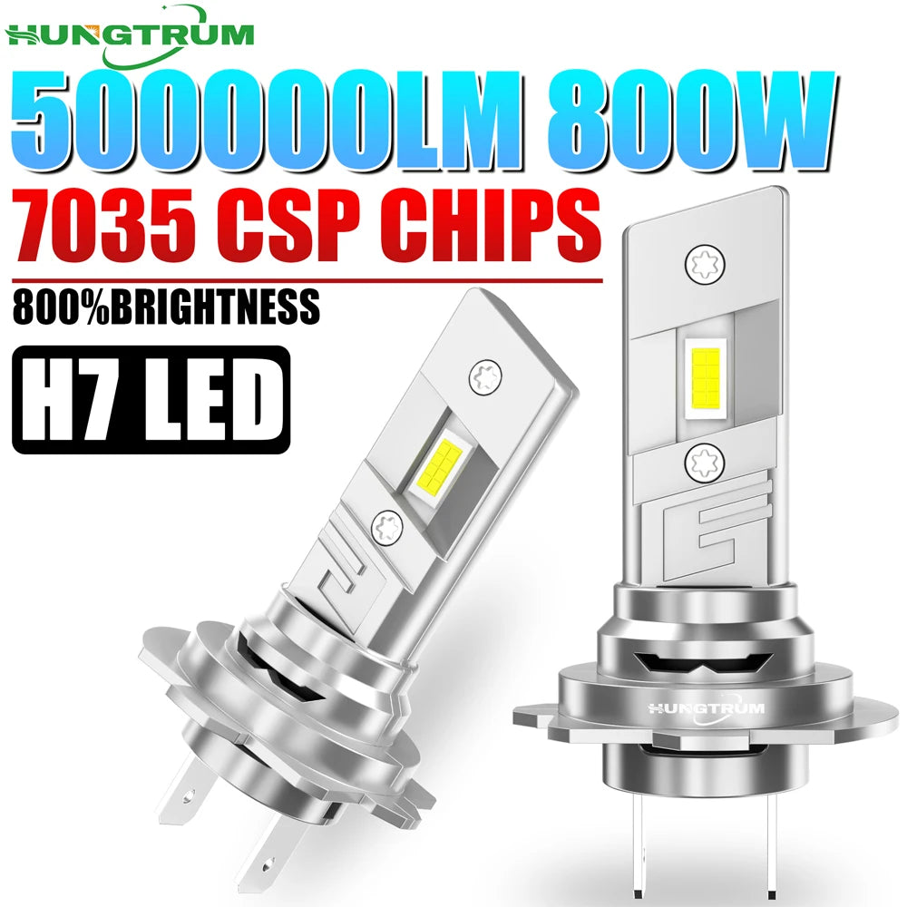 Upgraded H7 LED Headlight 7035 CSP CHIPS 500000LM With Fan Turbo H7 Car Light Bulb Wireles