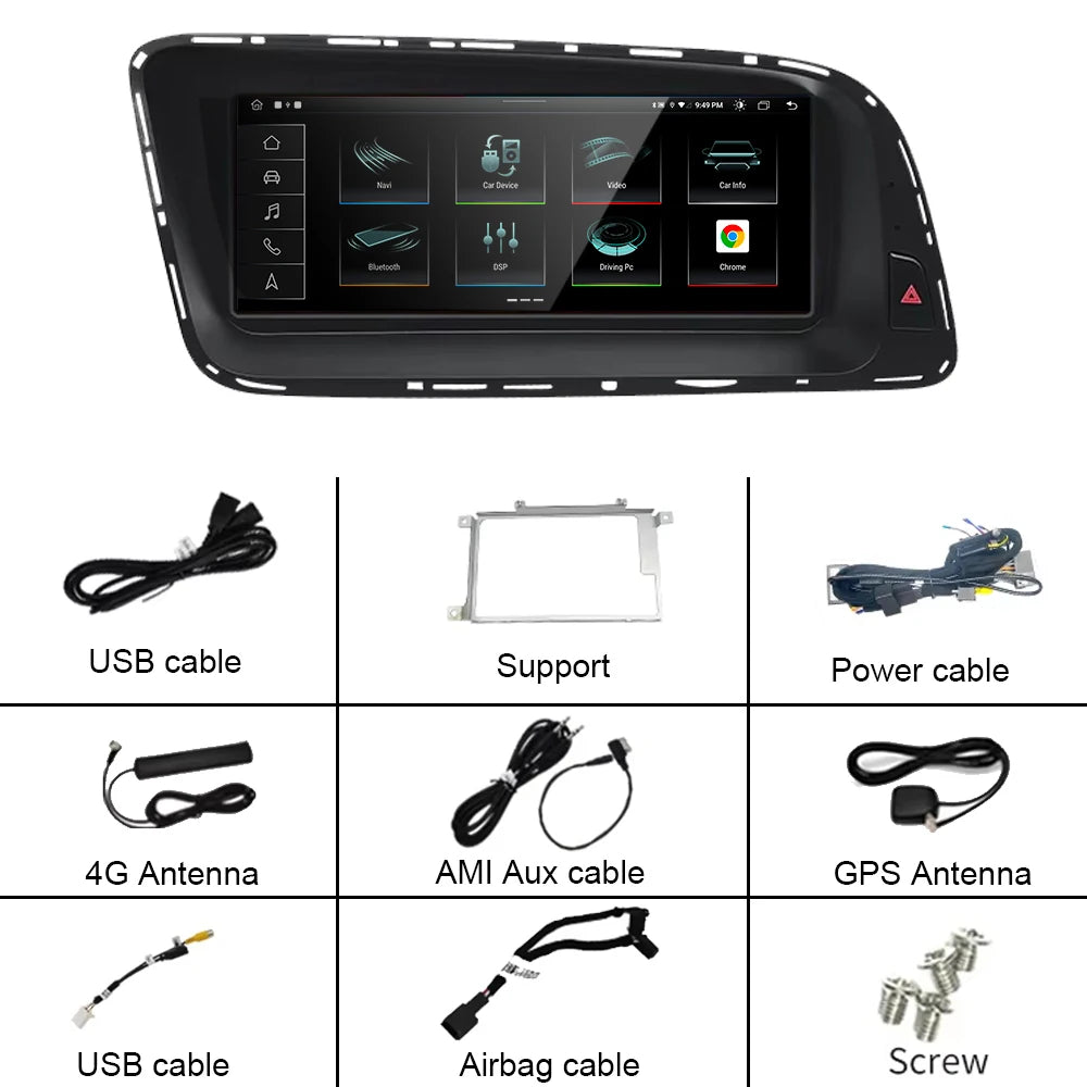 Android 14 Radio For 8.8 inch Audi Q5 2009 - 2017 Car Multimedia Player Navigation GPS Ste