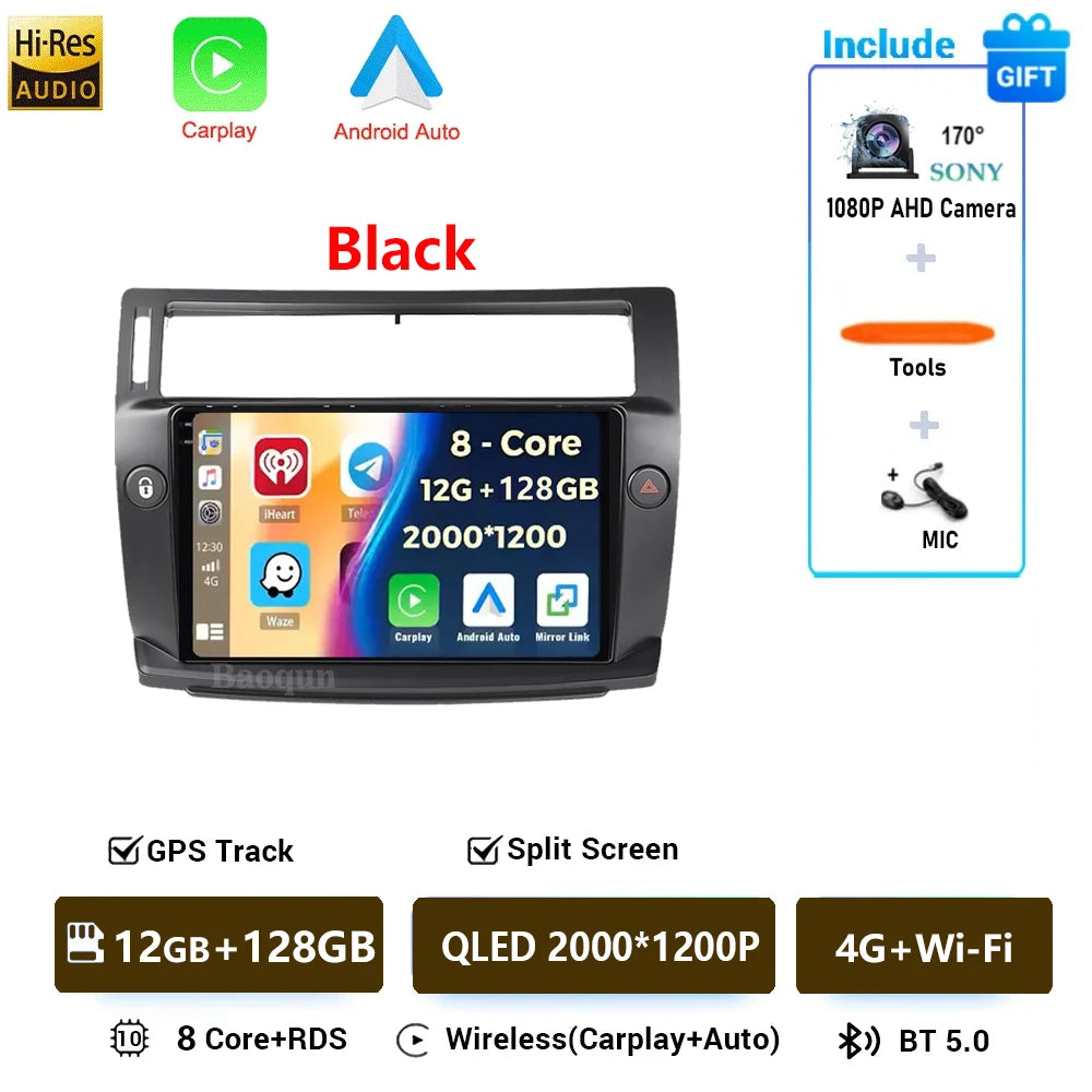 Android 16 For Citroen C4 C-Triomphe Quatre 2004-2014 Navigation GPS Multimedia Car Radio