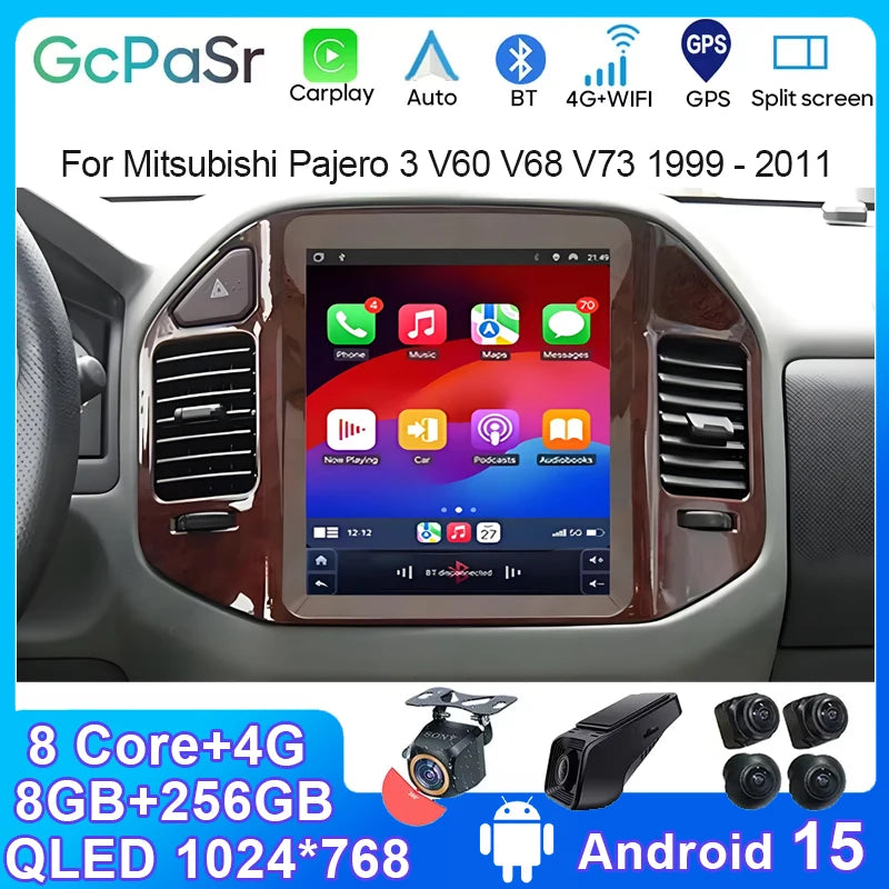 9.7 Screen For Mitsubishi Pajero 3 V60 V68 V73 1999 - 2011 Car Android Auto Radio Stereo C