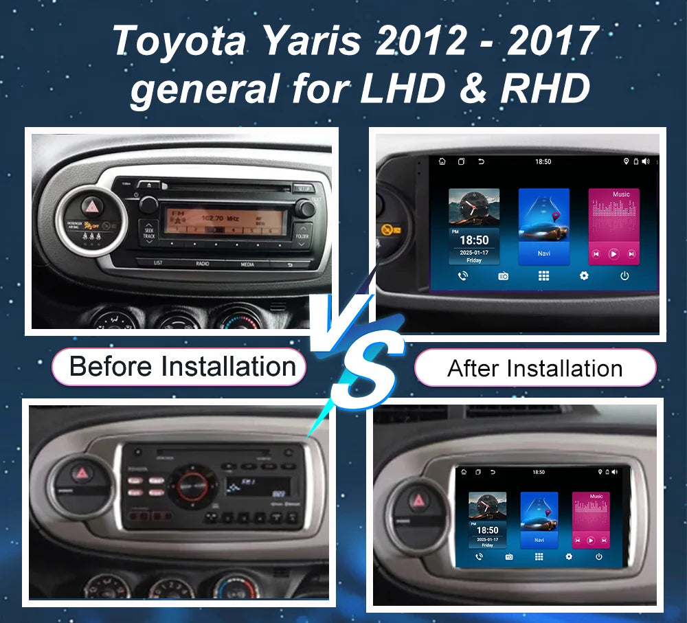 Car Android GPS Navigation For Toyota Yaris 2012 2013 2014 2015 2016 2017 general for LHD
