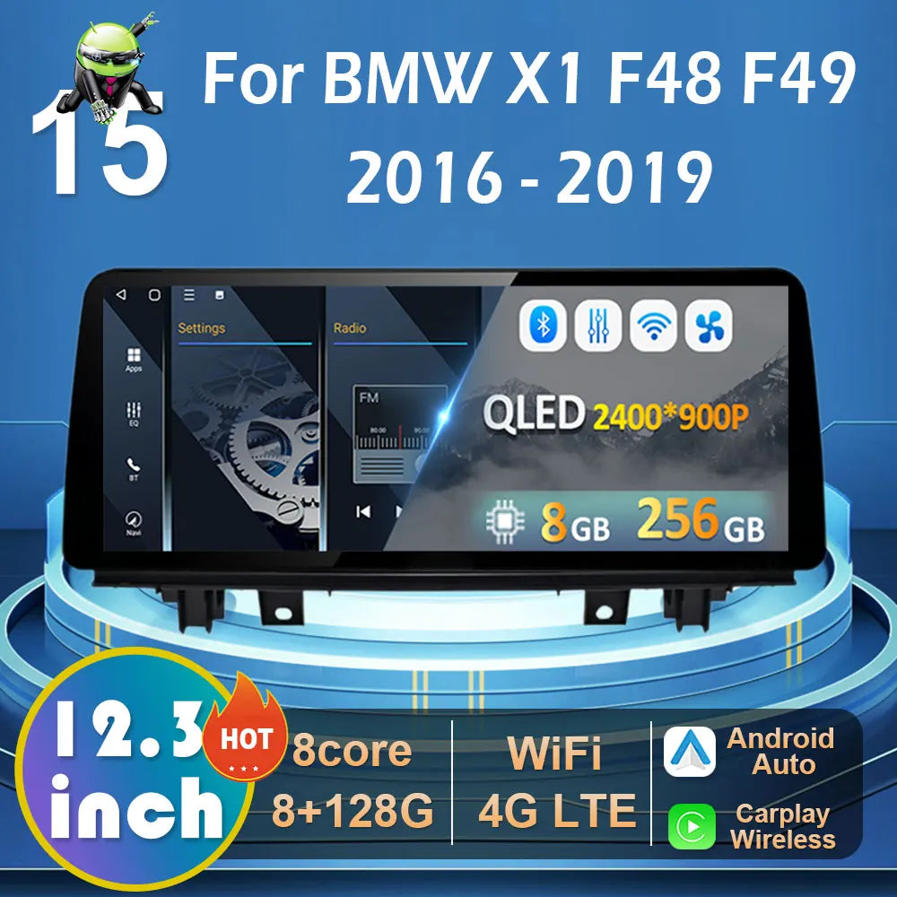 for BMW X1 F48 F49 2016 - 2019 Car Multimedia Radio Player Android 15 WIFI Carplay GPS Nav | AUTOKITSHOP