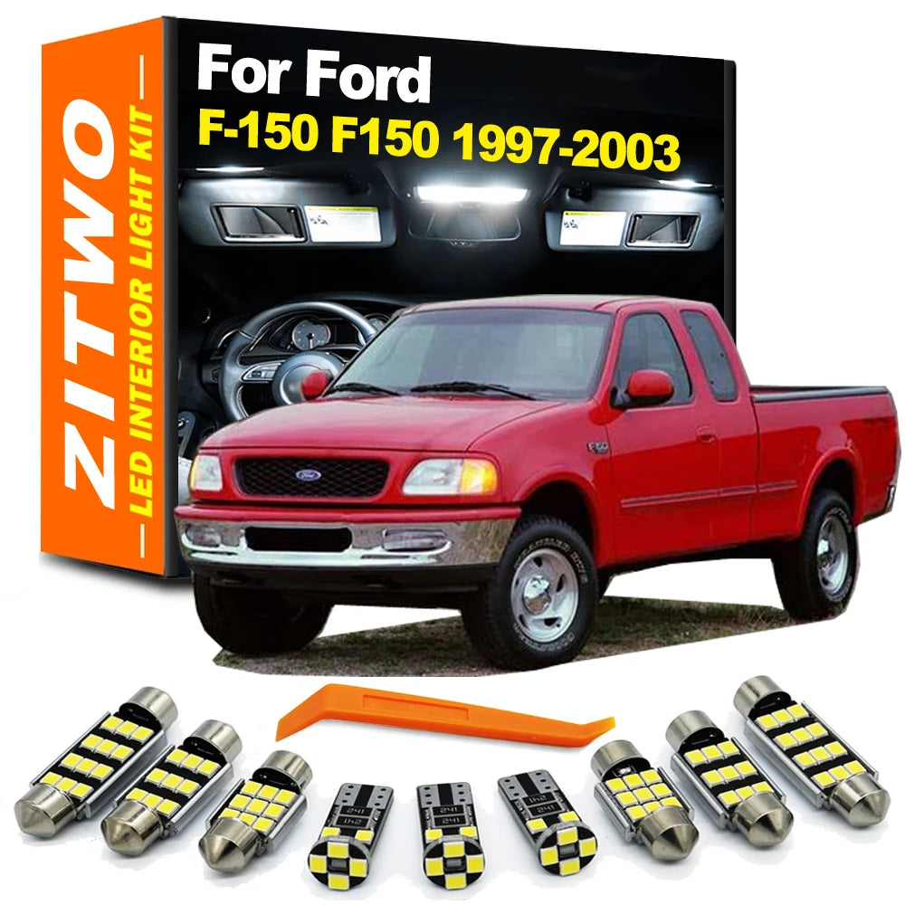 ZITWO 14Pcs For Ford F-150 F150 1997 1998 1999 2000 2001 2002 2003 LED Interior Dome Map Reading Light Kit Car Bulbs Accessories