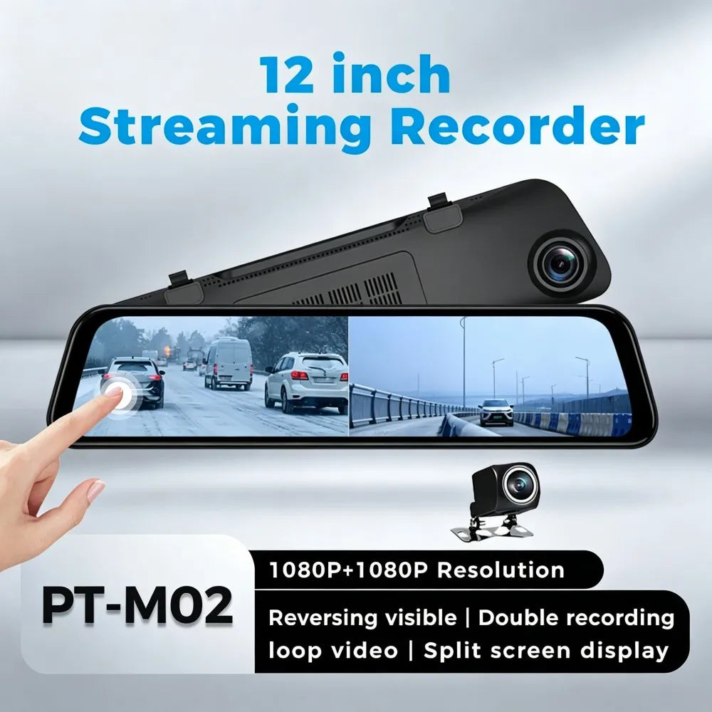 10'' /12 Inch Streaming Recorder Front and Rear Dual Recording Rearview Mirror Reversing V | AUTOKITSHOP