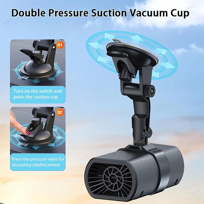 Fast Heating 12V Car Heater Adjustable Suction Cup Windshield Defroster Anti-Fog Multi-Function  - Automotive LED Light