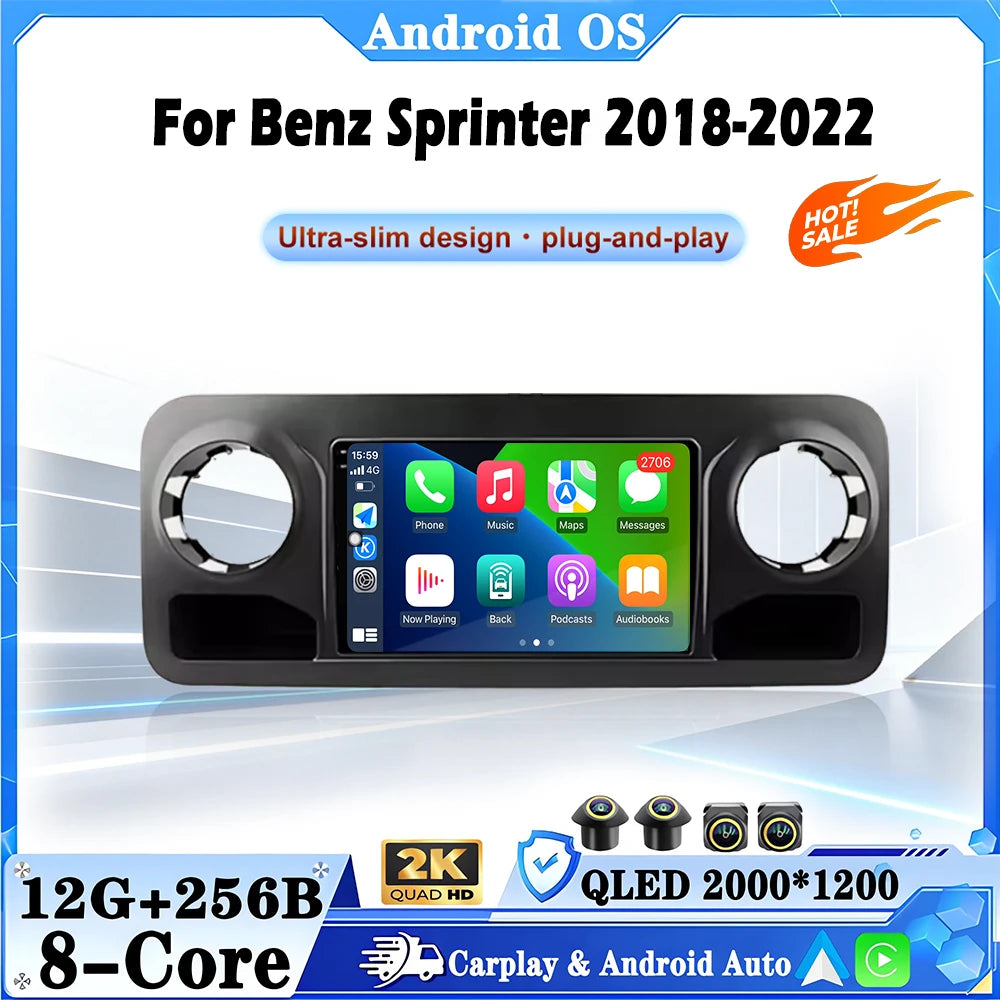 Android OS WIFI 4G 9 inch For Benz Sprinter 2018-2022 Car Radio Multimedia Video Player Na