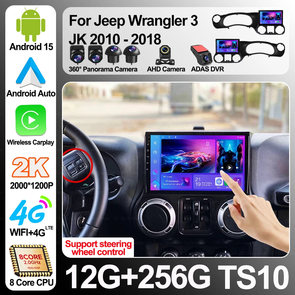 Android 16 For Jeep Wrangler 3 Jk 2010-2018 Car Radio Player Multimedia Navigation Gps Aut | AUTOKITSHOP