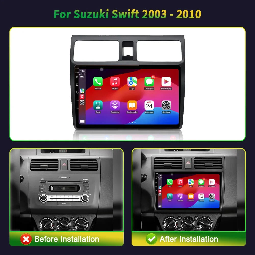 10“Car Radio Android 16 For Suzuki Swift 2003-2010 BT Carplay Multimedia Navigation Head U