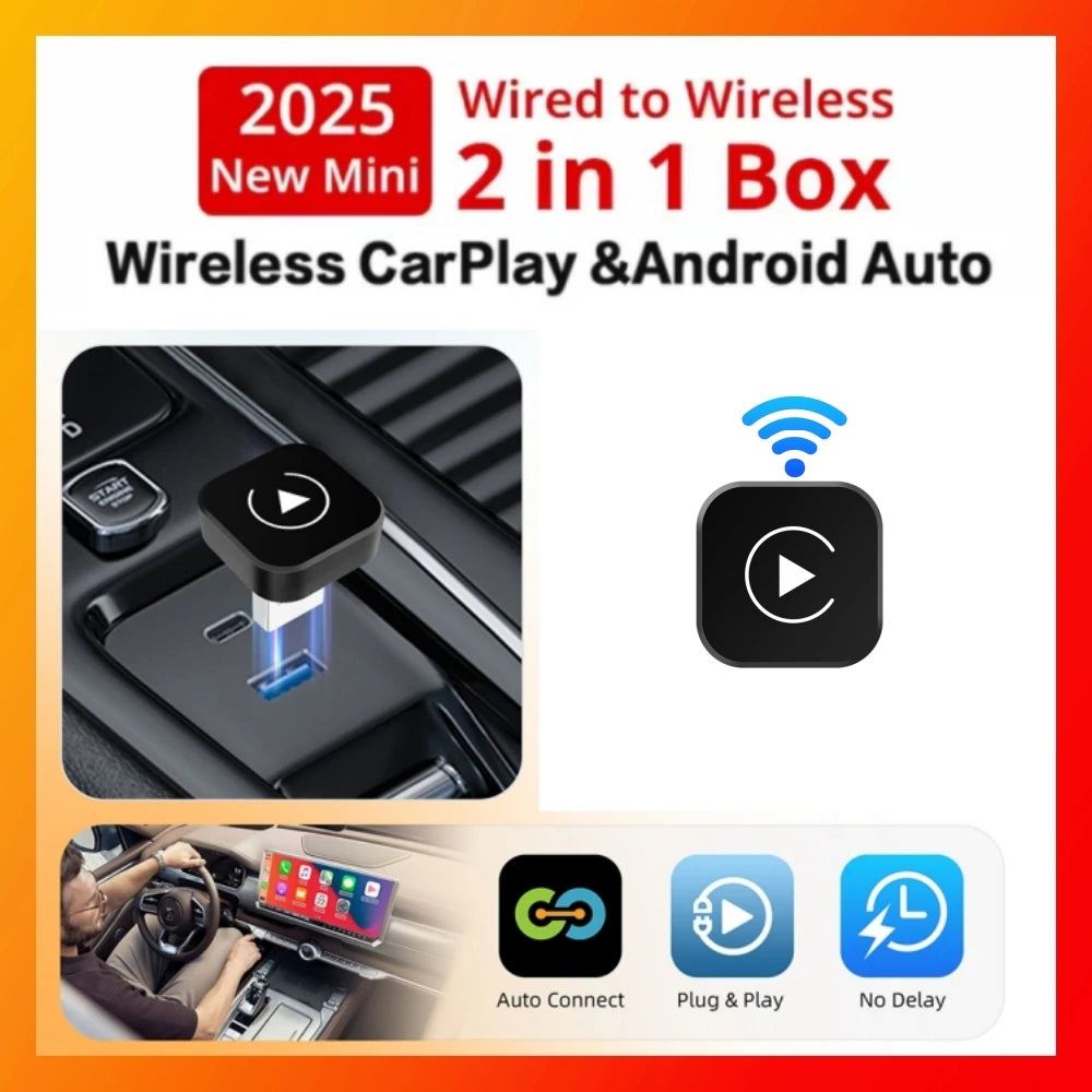 2 in 1 Wireless CarPlay Adapter Plug & Plug Auto Connect No Delay Converts Wired to Wirele | AUTOKITSHOP