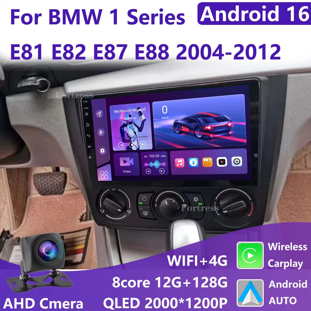 Car Radio Android 16 For BMW 1 Series E81 E82 E87 E88 2004-2012 Carplay Multimedia Video P