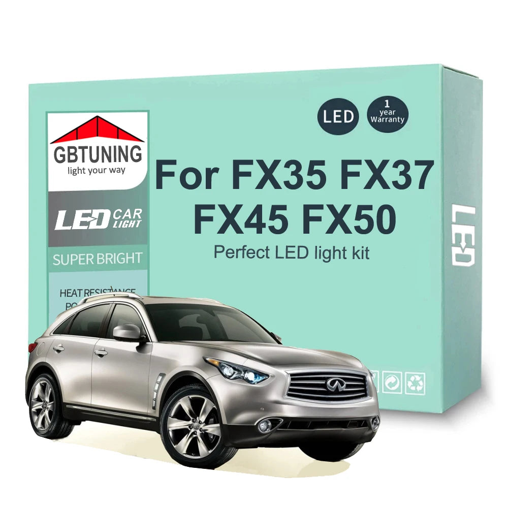 LED Interior Light Kit for Infiniti FX35 FX37 FX45 FX50 2003-2009 - Canbus Dome Map Door Trunk Bulbs | AUTOKITSHOP