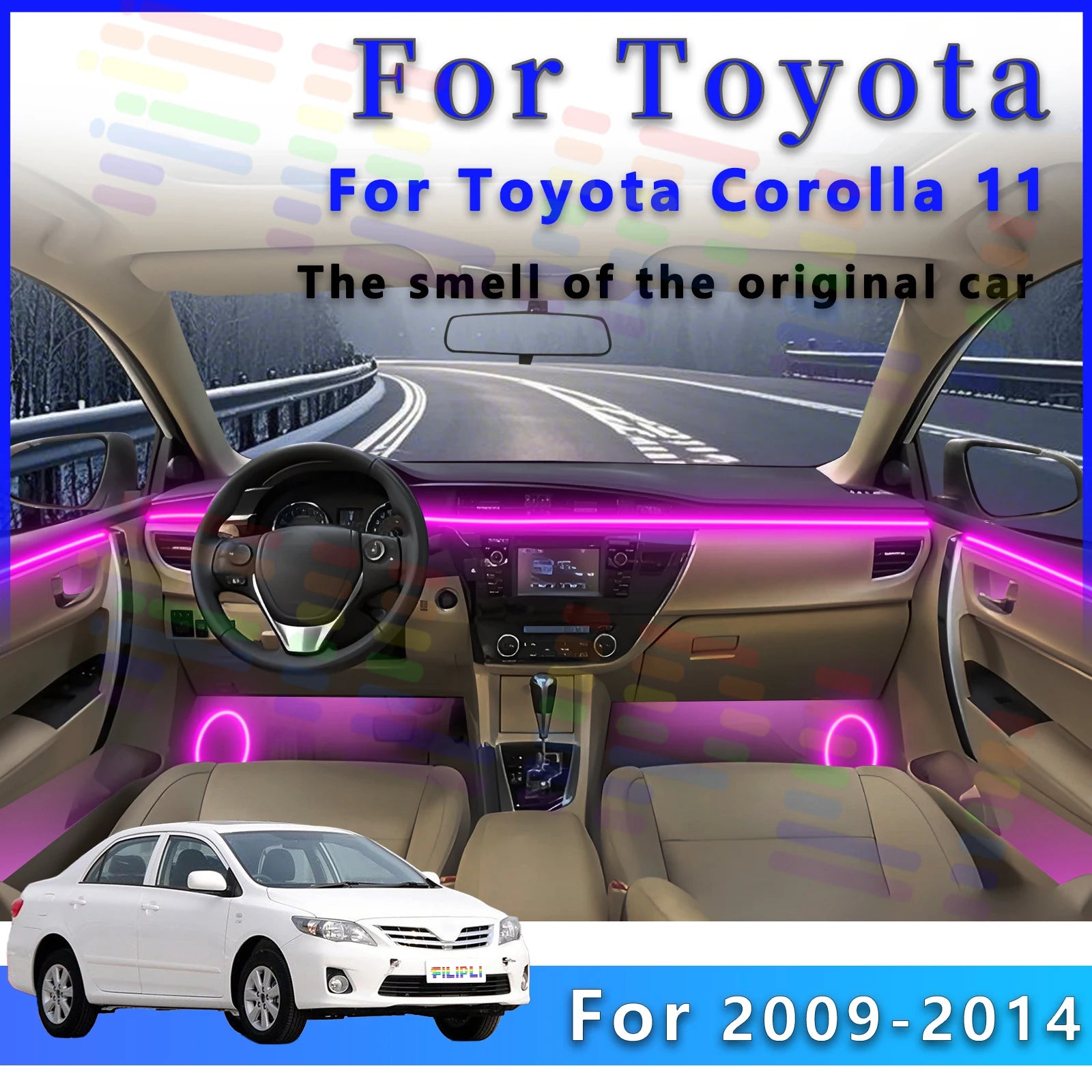RGB - LED Strip - for toyota Corolla - App Control - Car Interior Lighting | AUTOKITSHOP
