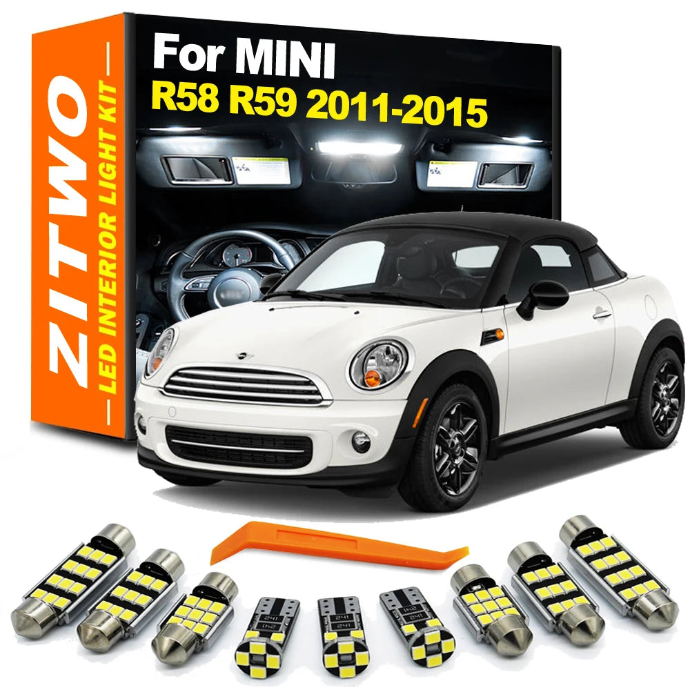ZITWO 10Pcs Canbus No Error For Mini R58 Coupe R59 Roadster 2011 2012 2013 2014 2015 Vehicle Interior LED Light Trunk Bulb Kit