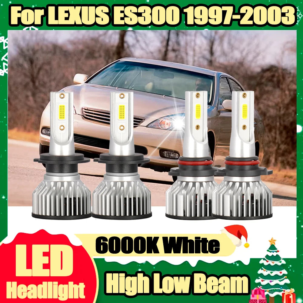 High Low Car LED Headlight Bulbs Canbus No error 6000K White Turbo HeadLamp For LEXUS ES30