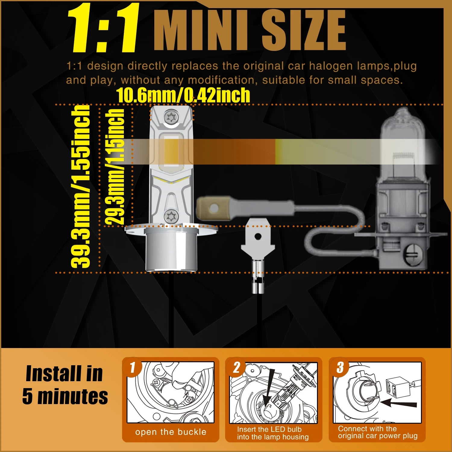 H3 Led Fog Light Canbus Bulb Car Headlight High Power Auto Diode Moto Driving Running Lamp