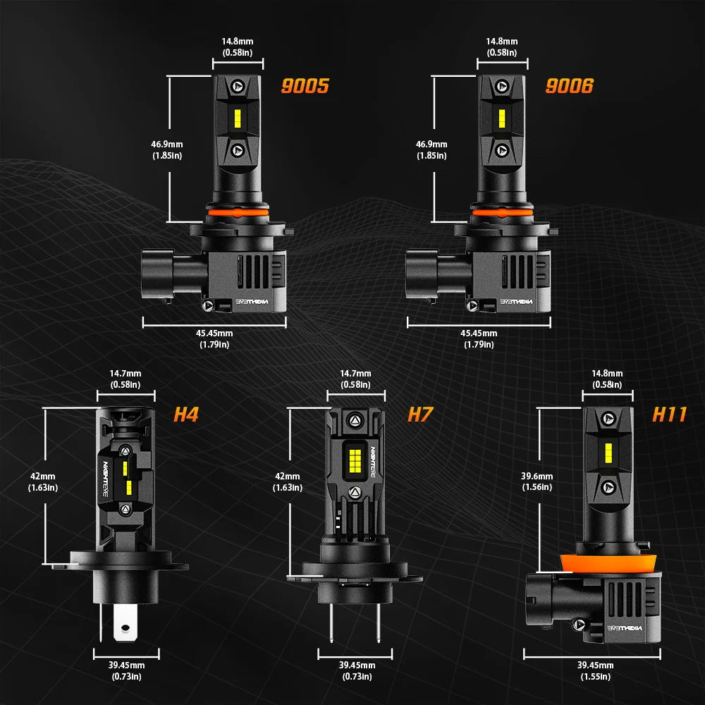 NIGHTEYE H7 35000LM LED Canbus H4 H11 H8 H9 9005 HB3 9006 HB4 Super Bright Car Lights 80W 6500K White Mini Size Headlight Bulbs