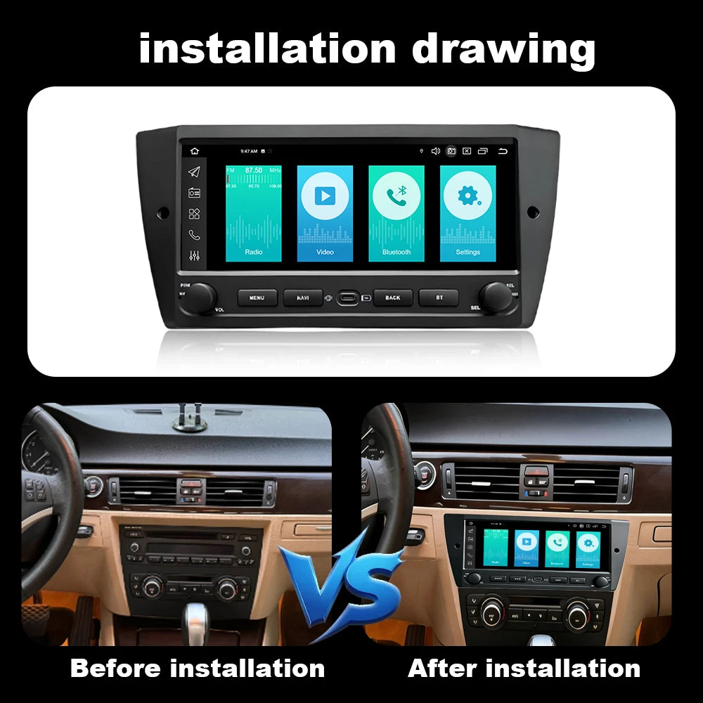 9.3 inch Car Radio Android OS for BMW E90 318i 320i E91 E92 2008 - 2012 Multimedia Touch S