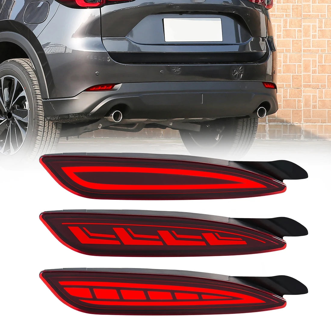 For Mazda CX5 CX-5 2022 2023 LED Rear Bumper Reflector Lights Auto Brake Warning Dynamic T | AUTOKITSHOP