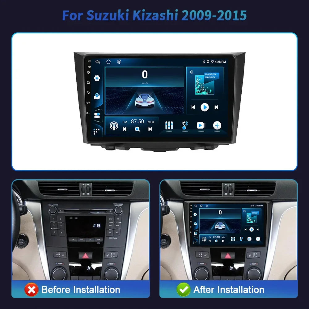 For Suzuki Kizashi 2009-2015 Android 14 Navigation Car Radio 4G GPS Wireless Bluetooth Car