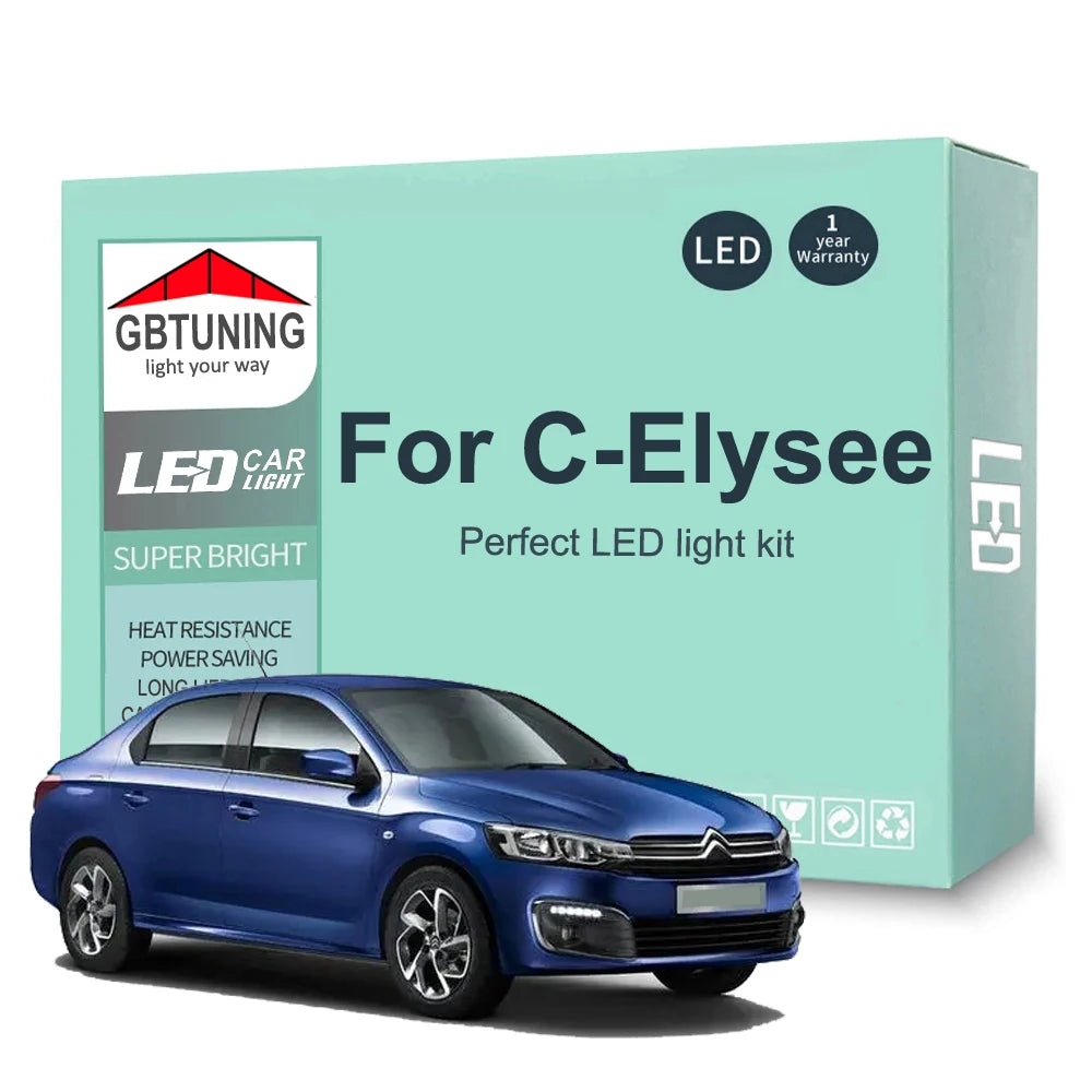 10-Piece LED Interior Light Kit for Citroen C-Elysee - Canbus Error-Free Bulbs | AUTOKITSHOP