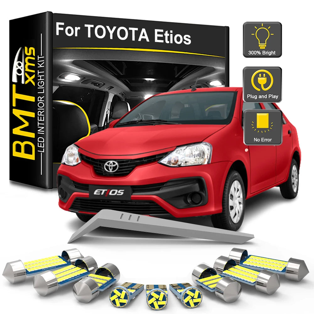 8-Piece LED Interior Light Kit for Toyota Etios Liva Cross 2010-2018 - Canbus Dome Map Door Trunk Bulbs | AUTOKITSHOP