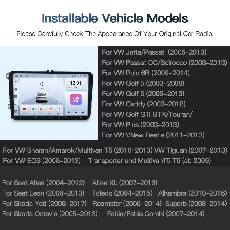 SZLELV Video Car Autoradio Player BT RDS Radio Mirrorlink Android Auto Carplay For Volkswa
