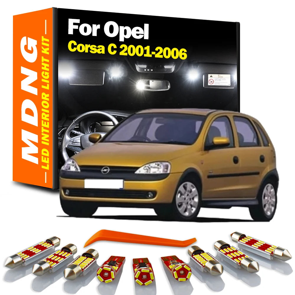 8-Piece LED Interior Light Kit for Vauxhall Opel Corsa C - Canbus Error-Free Bulbs | AUTOKITSHOP