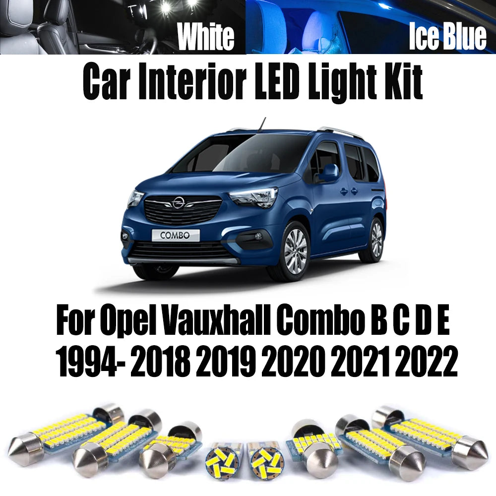 LED Interior Light Kit for Opel Vauxhall Combo B C D E 1994- 2019 - Canbus Dome Map Door Trunk Bulbs | AUTOKITSHOP
