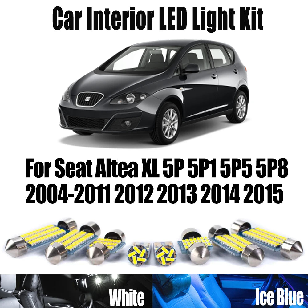 11-Piece LED Interior Light Kit for Seat Altea XL 5P 5P1 5P5 5P8 2004- 2014 - Canbus Dome Map Door Trunk Bulbs | AUTO...
