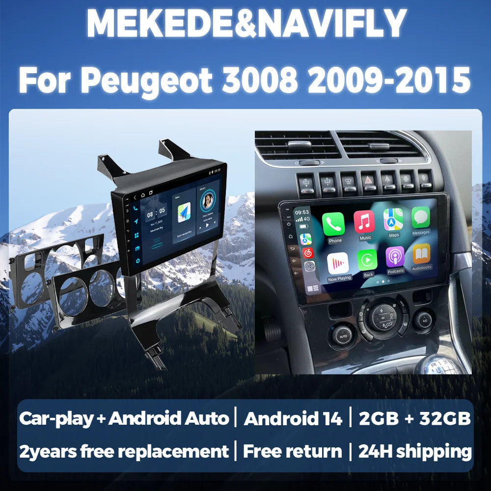 Android 14 Autoradio For Peugeot 3008 5008 AT MT 2009 2012 -2016 Multimedia Video Player G