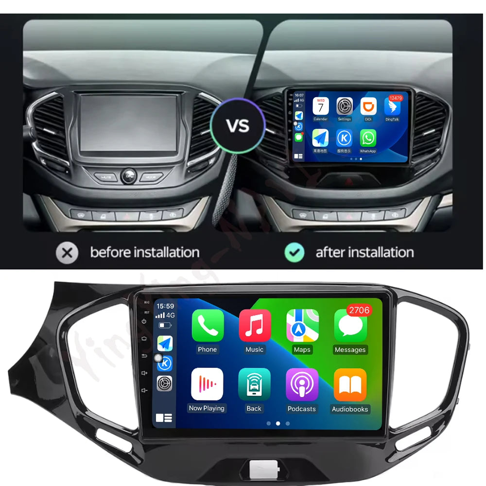 Android 16 Auto Car Radio Multimedia Video Player CarPlay For LADA Vesta Cross Sport 2015-