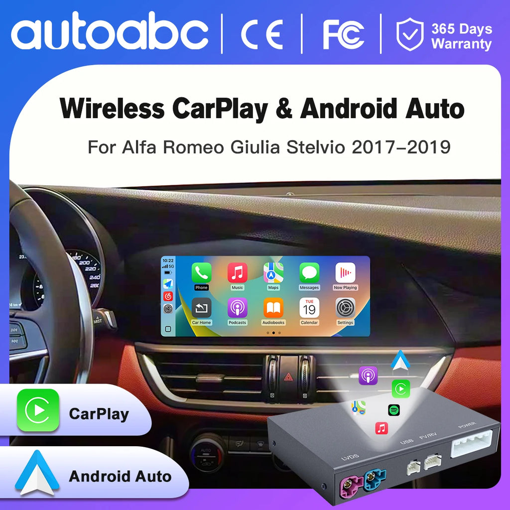 Wireless CarPlay Android Auto for Alfa Romeo Stelvio / Giulia 2017-2019 Compatible with Or