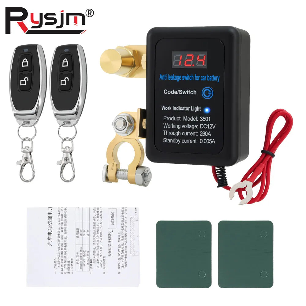 DC 12V 260A Car Automatic Power Shut Off Switch Remote Battery Cut Off Switch Disconnect Switch  - Automotive LED Light