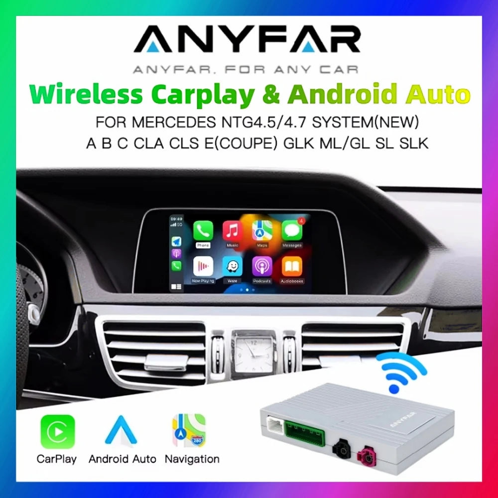 ANYFAR Wireless CarPlay Android Auto for Mercedes Benz A B C E Class GLA CLA GLK SLK CLS W | AUTOKITSHOP
