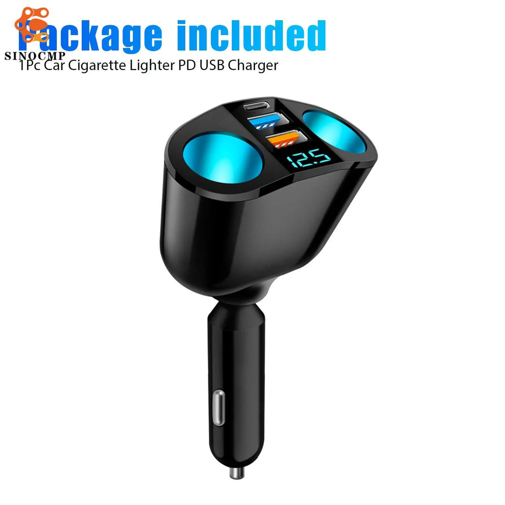 Outlet Dual PD USB 12V 120W Car Cigarette Lighter Socket Splitter Power Adapter Charger Ca