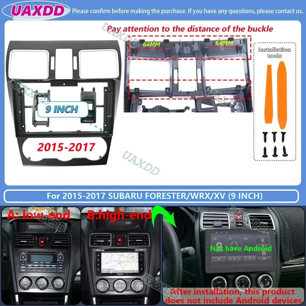 FOR 2015-2017 SUBARU FORESTER WRX XV 9INCH 2 Din Car stereo radio Android frame panel fasc