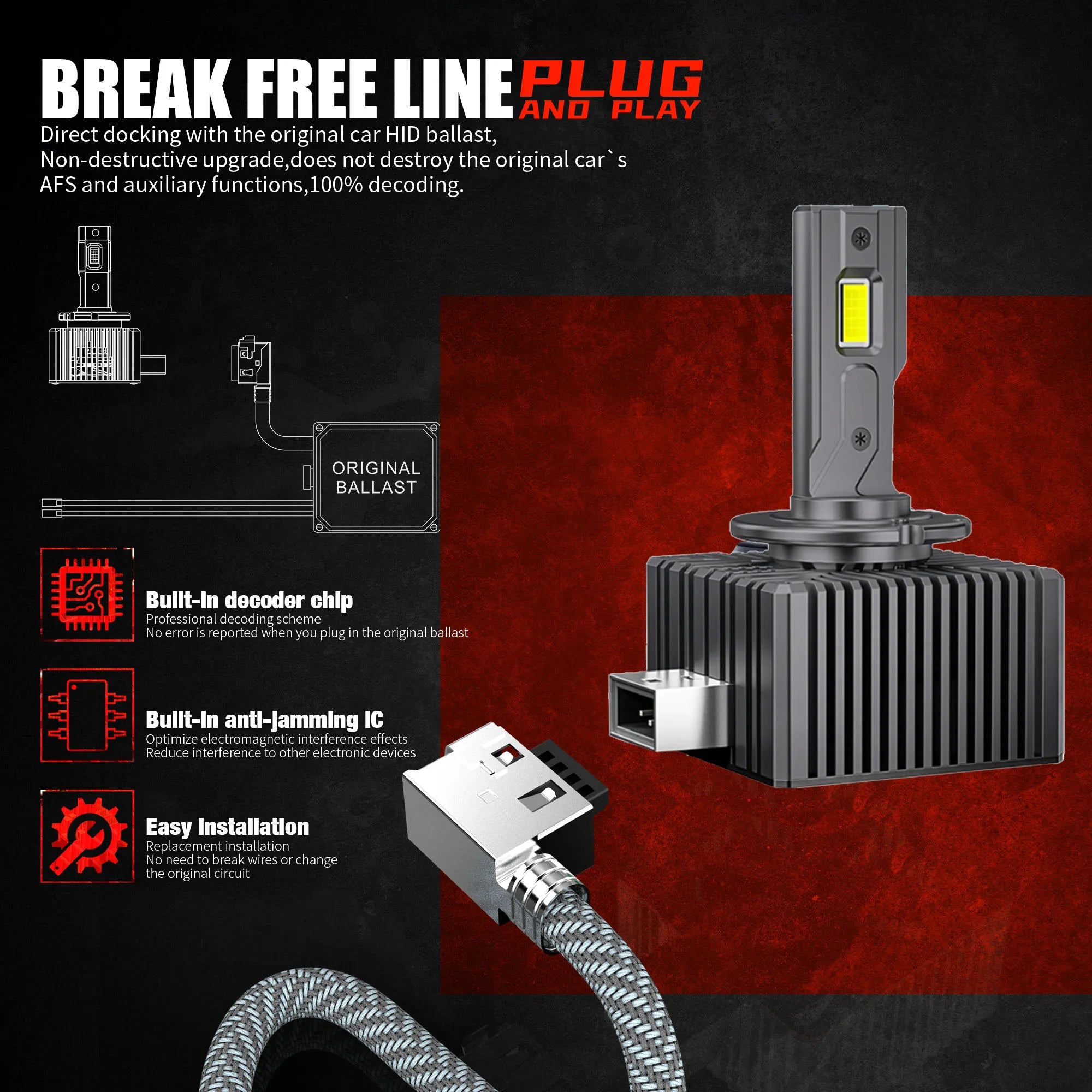 Car LED Headlight Bulbs 6500K White auto Lamp 70W D1S D2S D3S D4S D8S Canbus Error Free 12