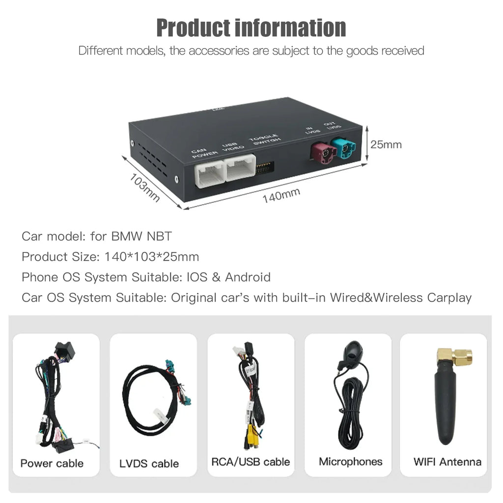 CARABC Wireless CarPlay Android Auto For BMW NBT CIC EVO 1 2 3 4 5 6 7 Series X1 X3 X4 X5