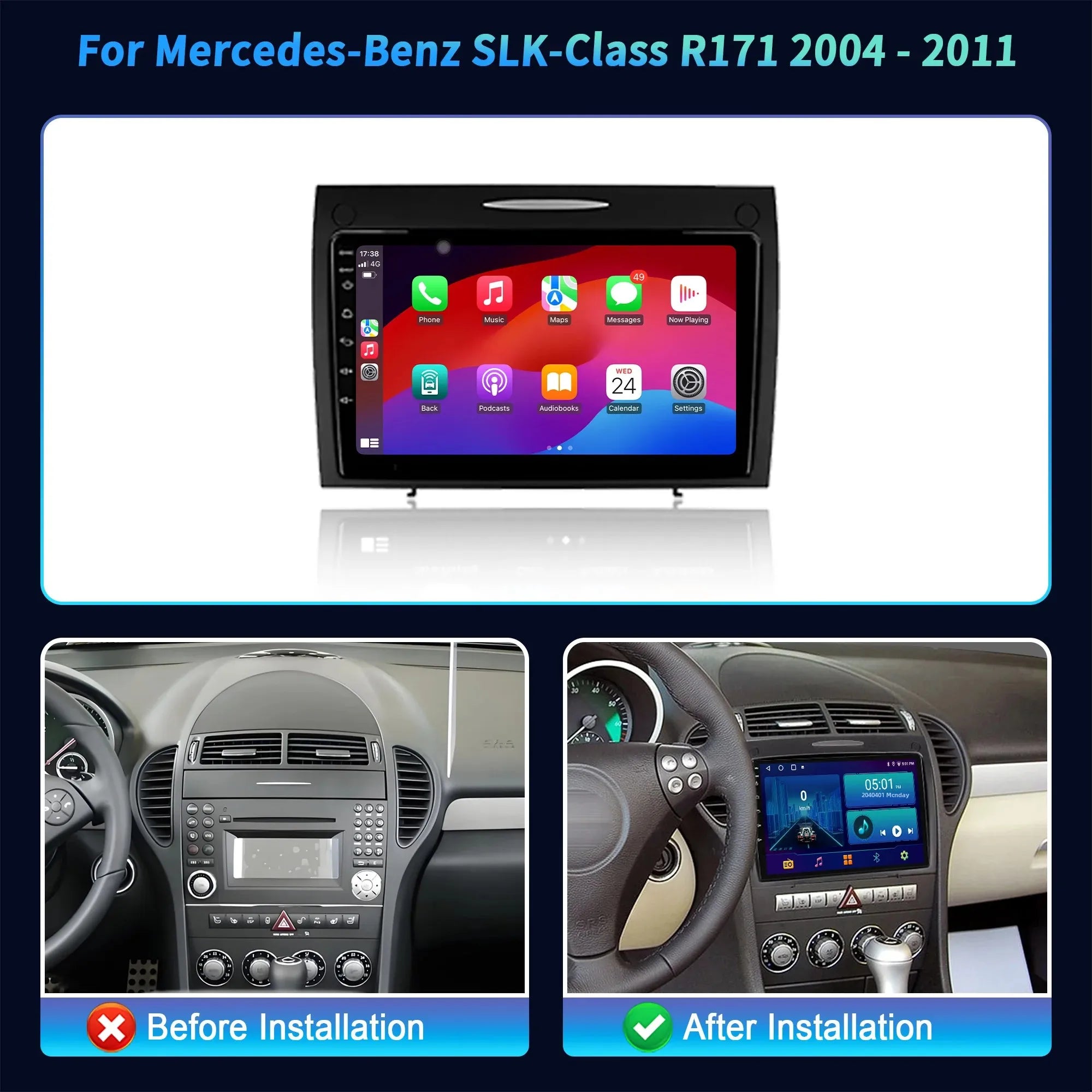 Android Car Radio For Mercedes Benz SLK-Class R171 2004 -2011 Multimedia GPS Bluetooth Wir