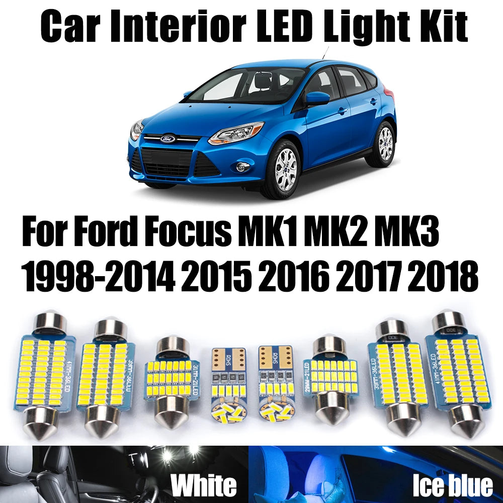 LED Interior Light Kit for Ford Focus MK1 MK2 MK3 1998- 2015 - Canbus Dome Map Door Trunk Bulbs | AUTOKITSHOP