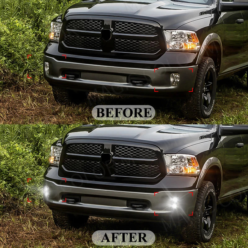 For Dodge Ram 1500 2013 2014 2015 2016 2017 2018 LED Fog Lights White DRL Bumper Driving L | AUTOKITSHOP