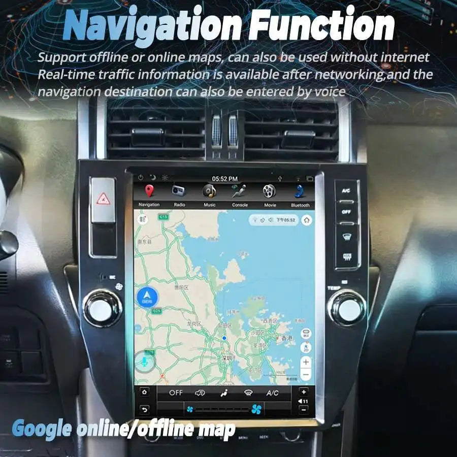 256GB ROM Screen Android 13 Multimedia Video Player For Toyota Land Cruiser Prado 150 2010