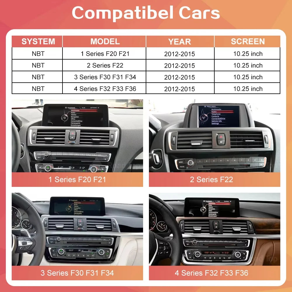 1920*720 Wireless Carplay Multimedia Screen Android Auto For BMW 1 2 3 4 Series F20 F21 F2 | AUTOKITSHOP