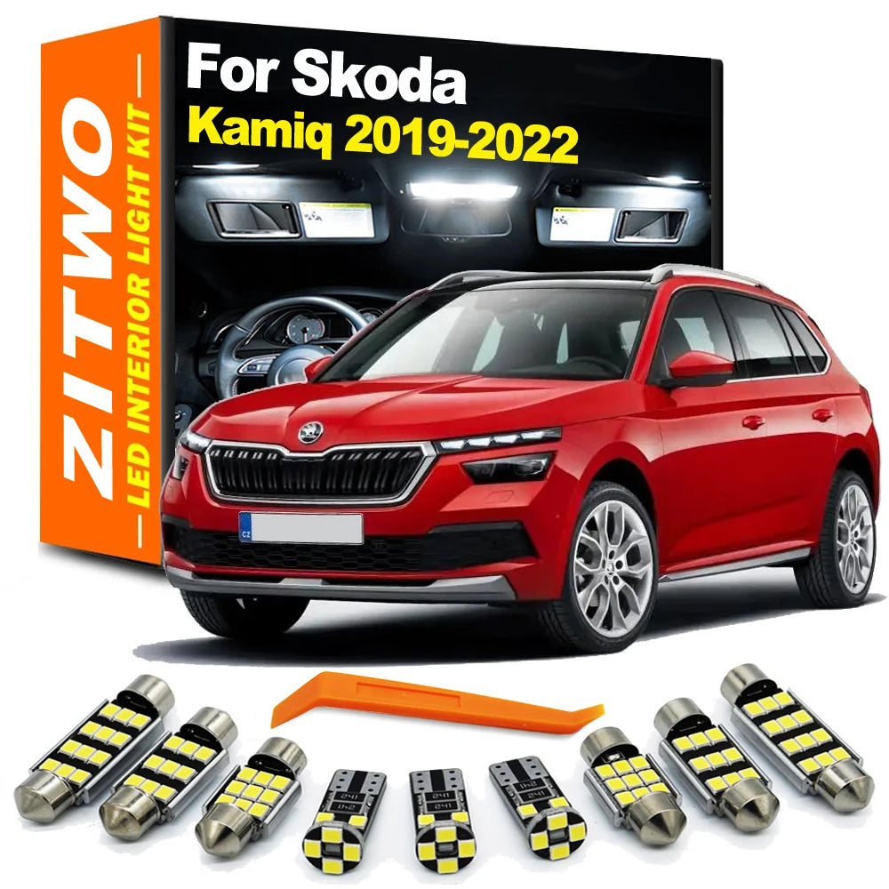 ZITWO 9Pcs Canbus LED Interior Indoor Reading Dome Trunk Light Kit For Skoda Kamiq 2019 2020 2021 2022 Car Led Bulb Accessories