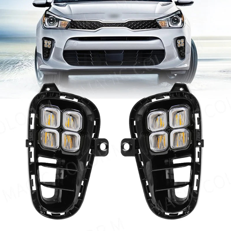 DRL For Kia RIO 2017 2018 2019 2020 Led Daytime Running Lights Daylight Turn Signal Headli | AUTOKITSHOP