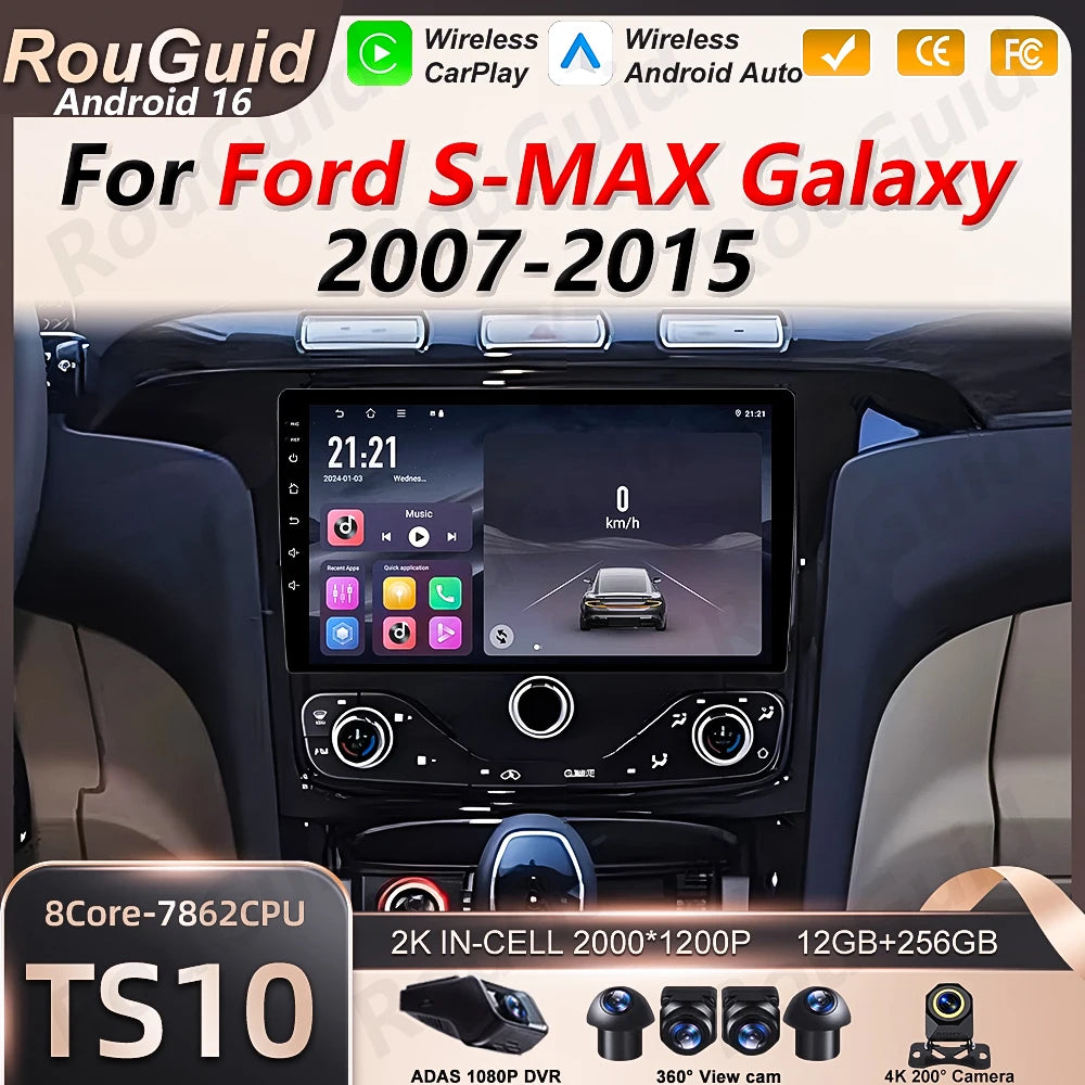 Android 16 Auto Car Radio For Ford S Max S-MAX Galaxy 2007-2015 GPS Navigation Multimedia  | AUTOKITSHOP